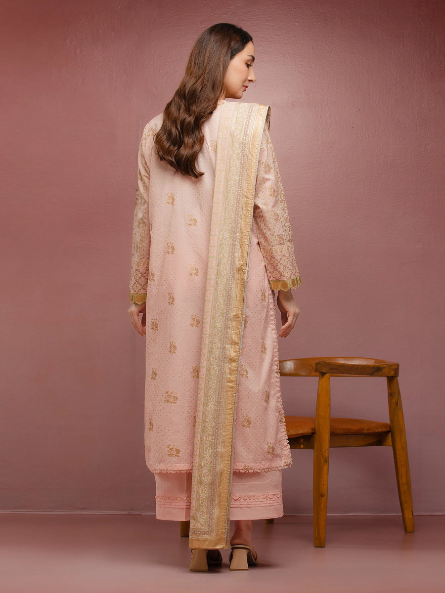 edenrobe Block Print Cambric Unstitched 3Pc Suit EWU5M1-024