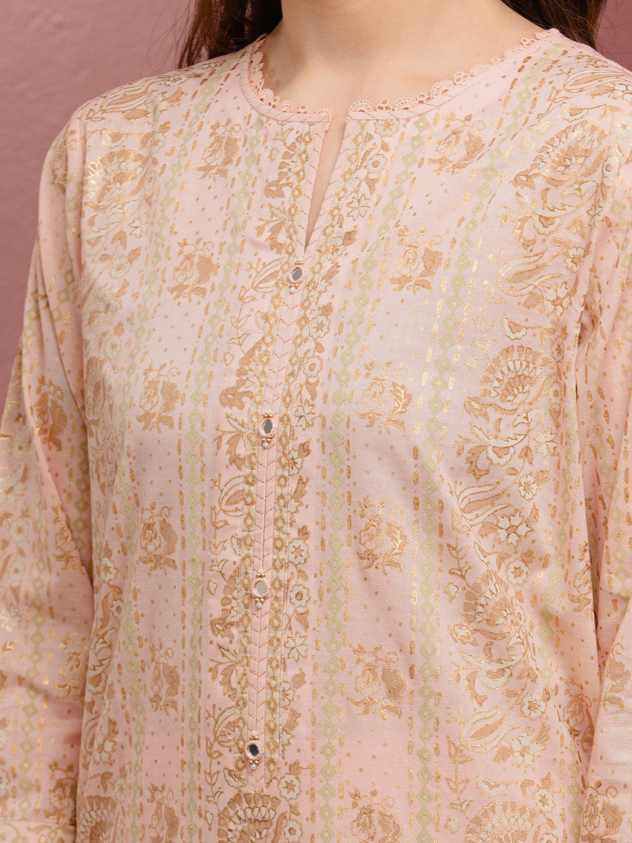 edenrobe Block Print Cambric Unstitched 3Pc Suit EWU5M1-024