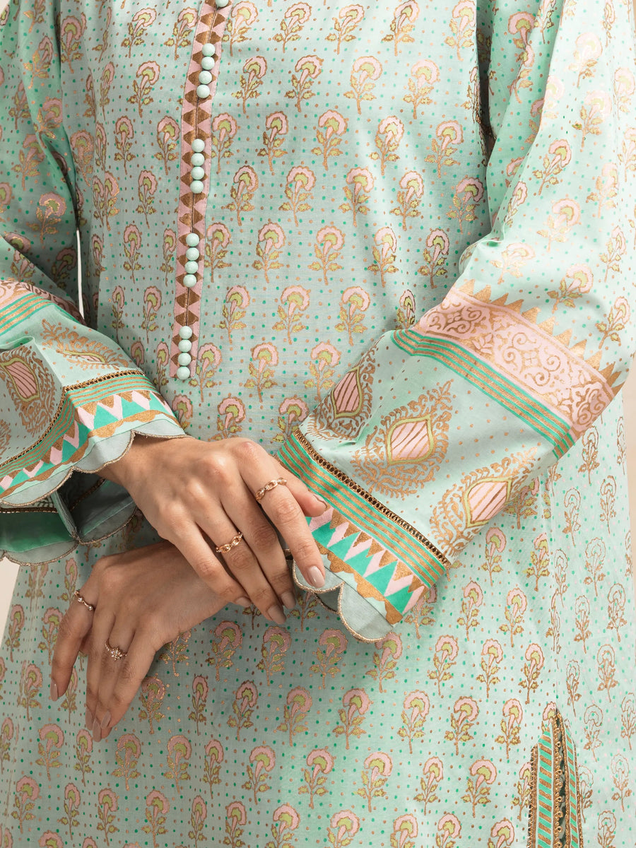 edenrobe Block Print Cambric Unstitched 3Pc Suit EWU5M1-025