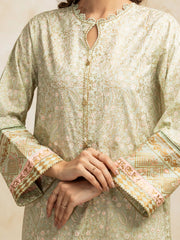edenrobe Block Print Cambric Unstitched 3Pc Suit EWU5M1-027