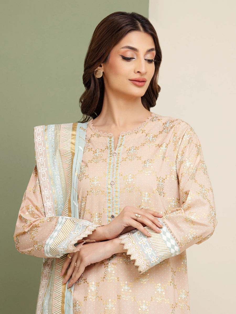 edenrobe Merak Block Art Printed Cambric Unstitched 3Pc Suit EWU5M1-029