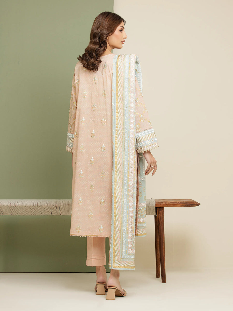 edenrobe Merak Block Art Printed Cambric Unstitched 3Pc Suit EWU5M1-029