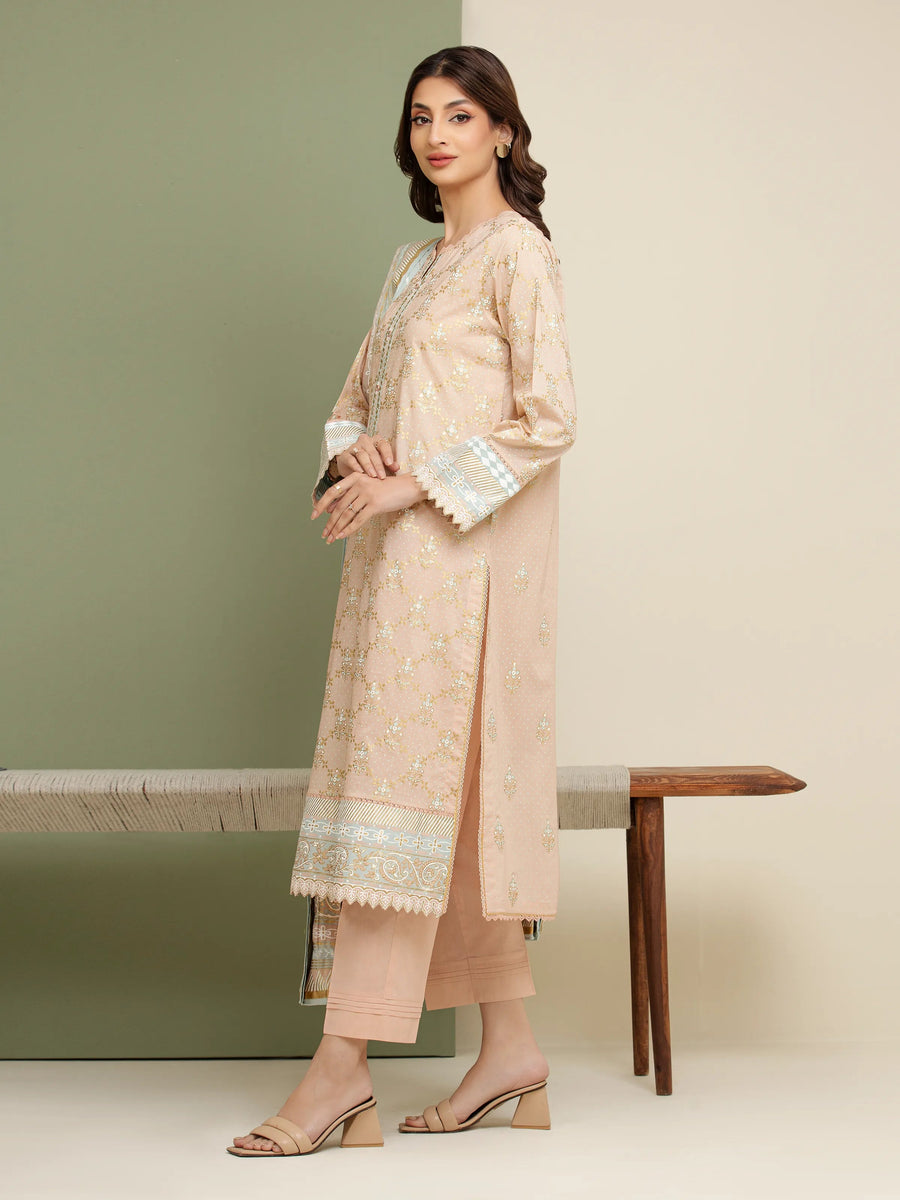 edenrobe Merak Block Art Printed Cambric Unstitched 3Pc Suit EWU5M1-029