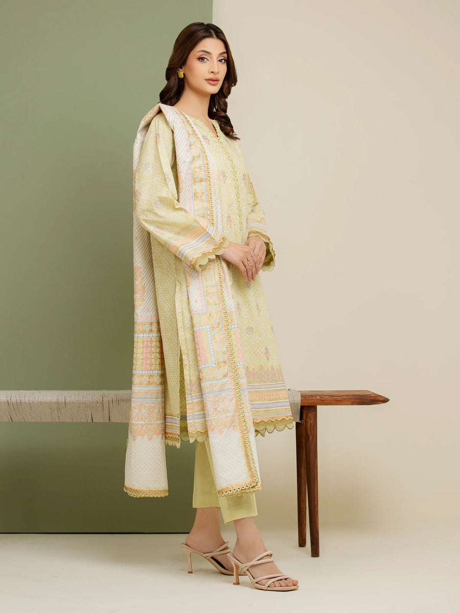 edenrobe Merak Block Art Printed Cambric Unstitched 3Pc Suit EWU5M1-030