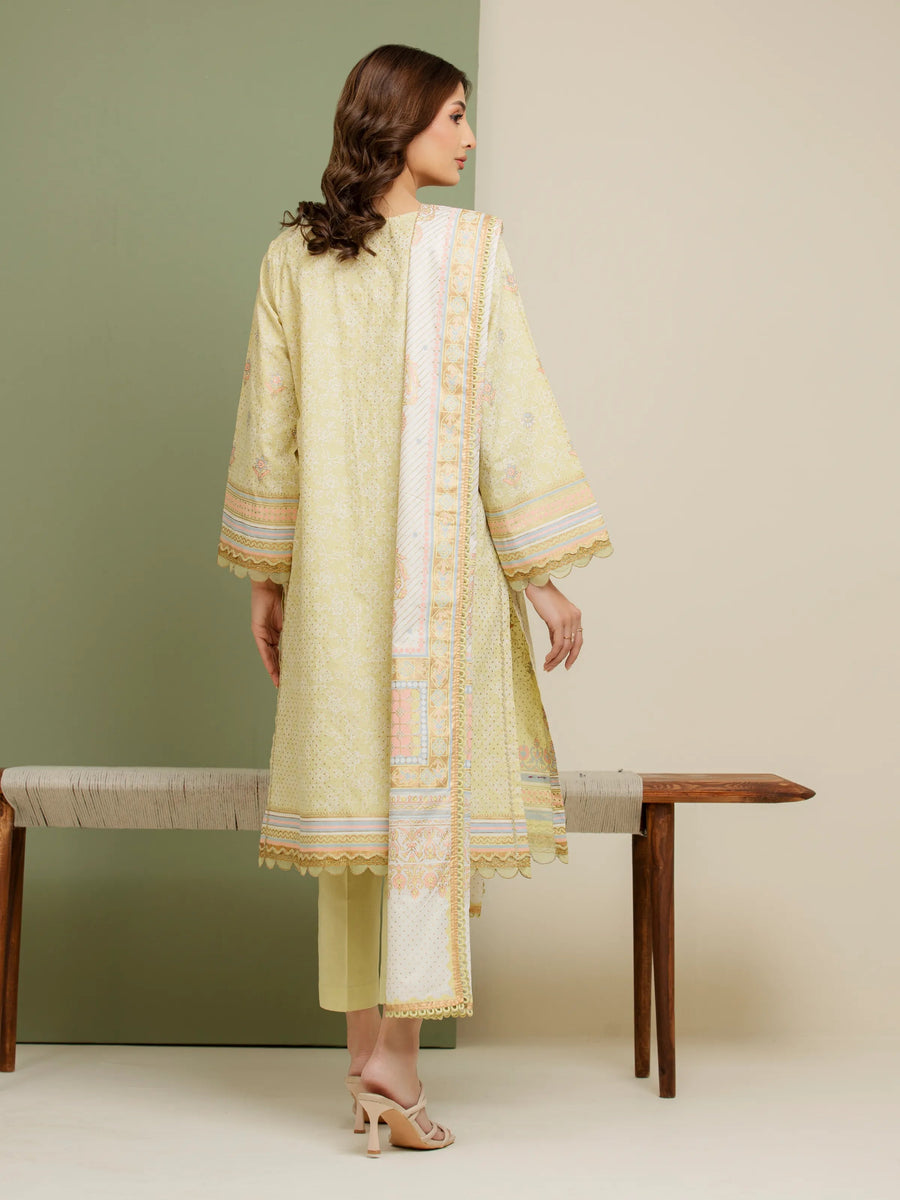 edenrobe Merak Block Art Printed Cambric Unstitched 3Pc Suit EWU5M1-030
