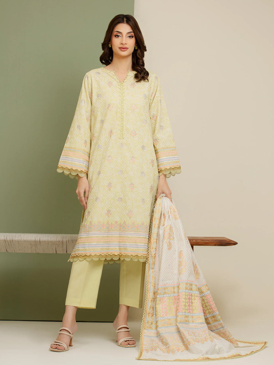 edenrobe Merak Block Art Printed Cambric Unstitched 3Pc Suit EWU5M1-030