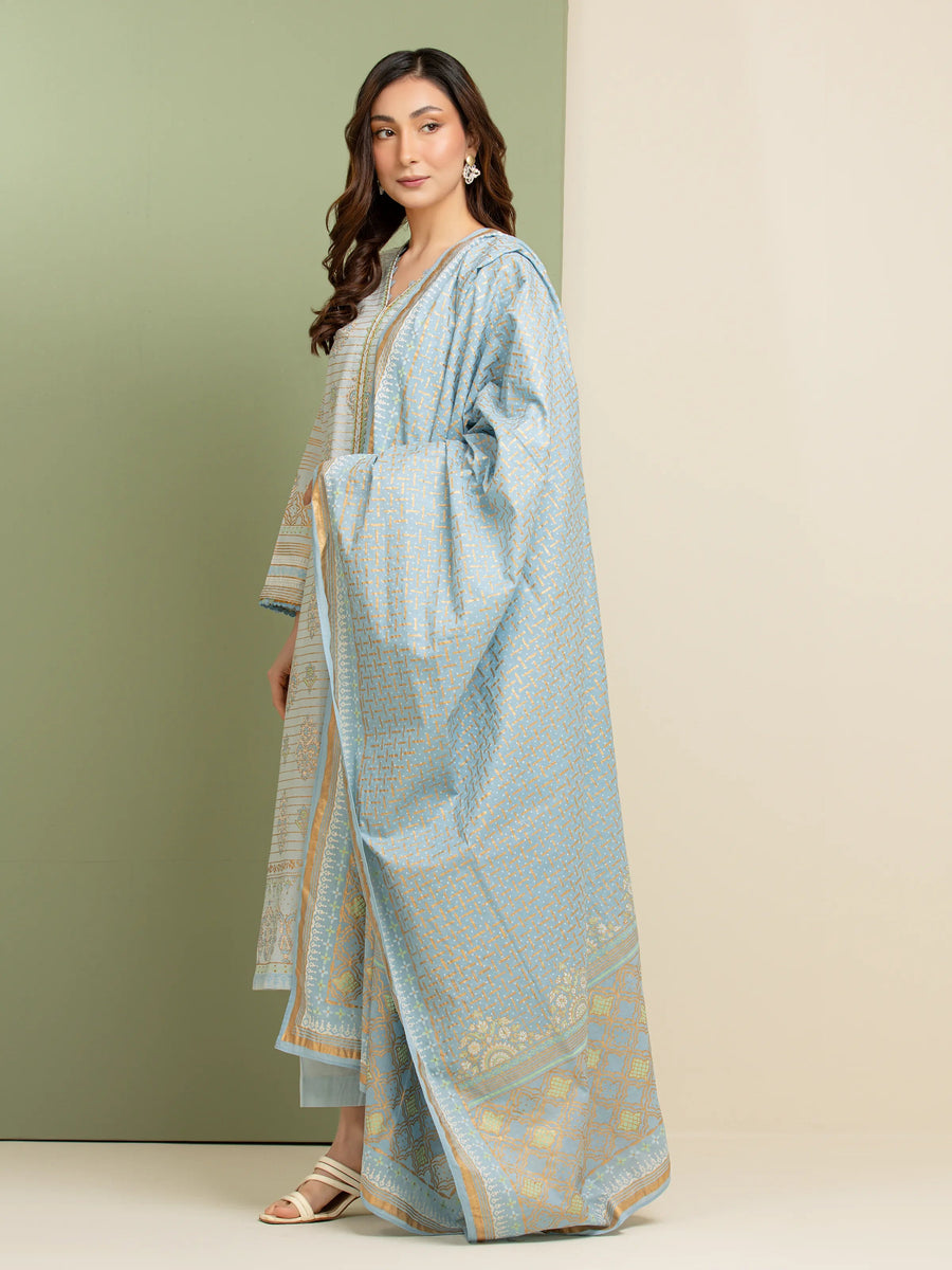 edenrobe Merak Block Art Printed Cambric Unstitched 3Pc Suit EWU5M1-031