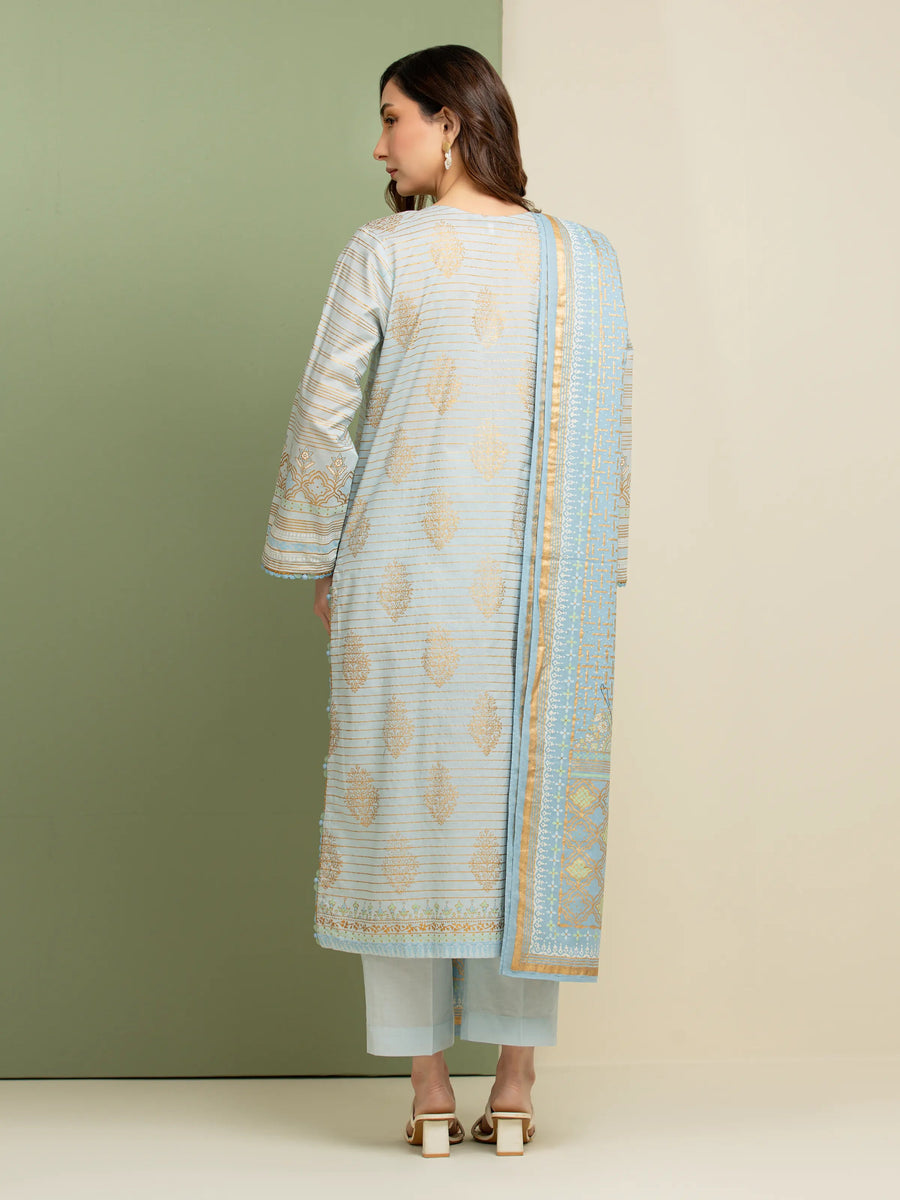 edenrobe Merak Block Art Printed Cambric Unstitched 3Pc Suit EWU5M1-031