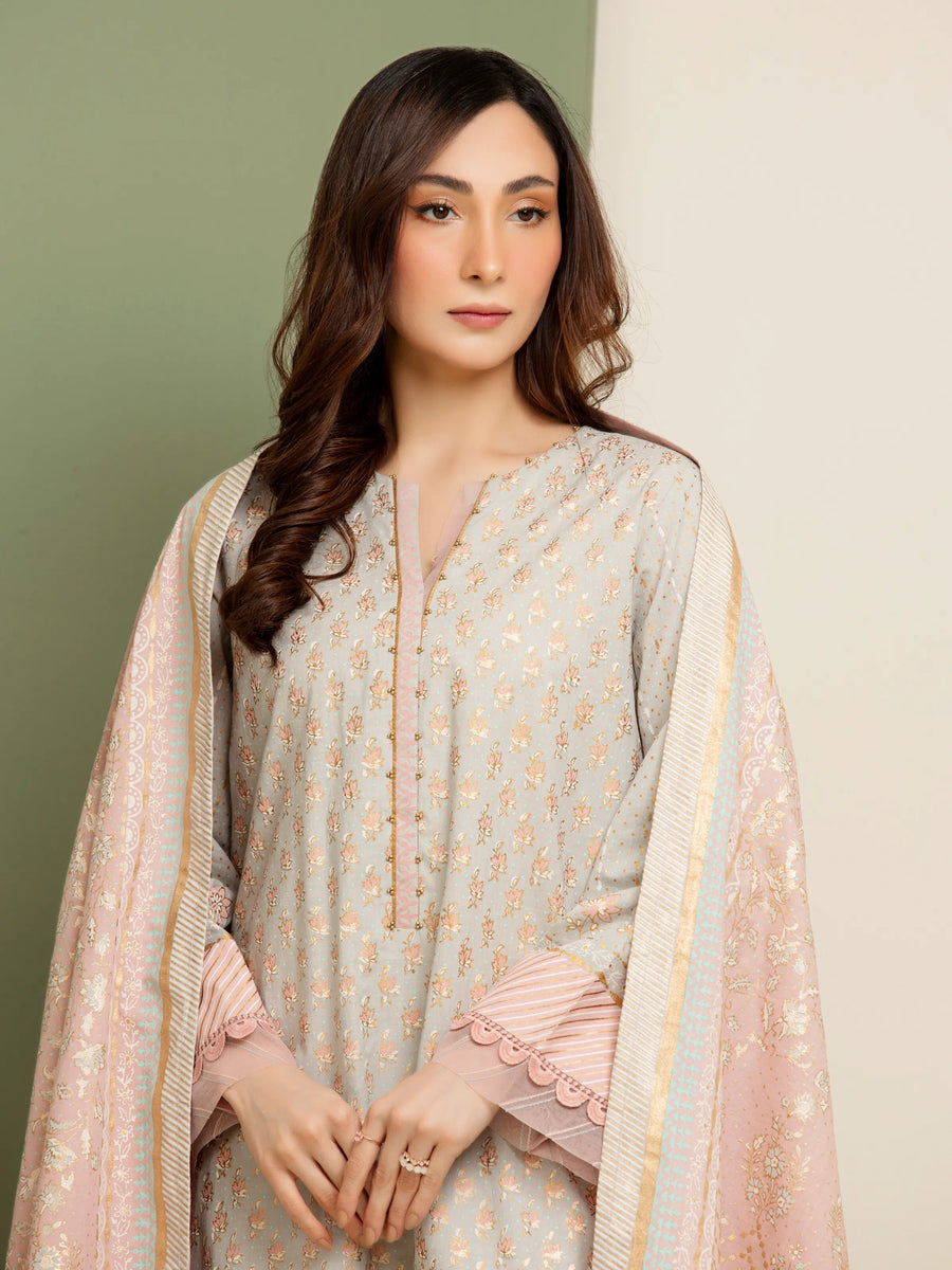 edenrobe Merak Block Art Printed Cambric Unstitched 3Pc Suit EWU5M1-032