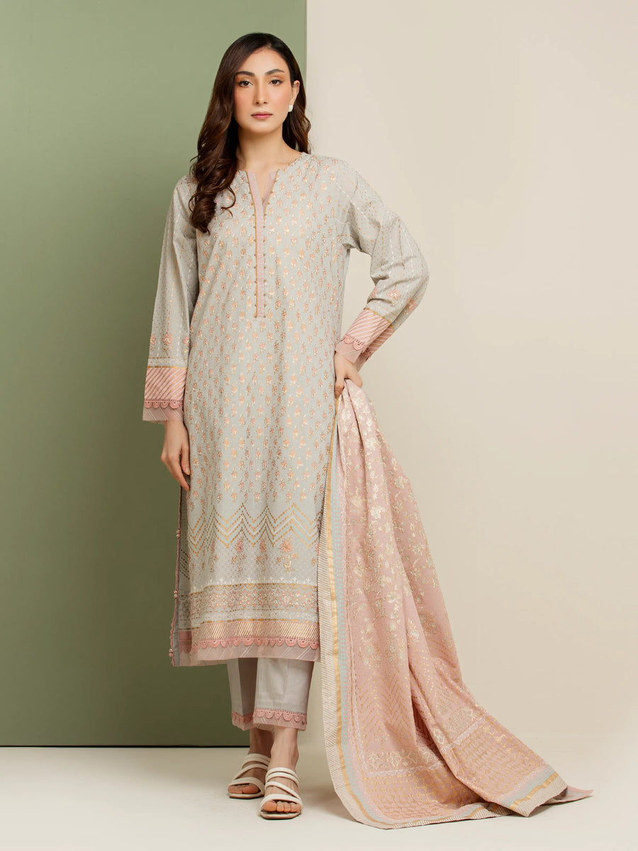 edenrobe Merak Block Art Printed Cambric Unstitched 3Pc Suit EWU5M1-032