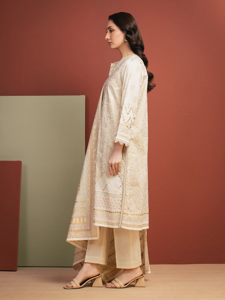 edenrobe Merak Block Art Printed Cambric Unstitched 3Pc Suit EWU5M1-036