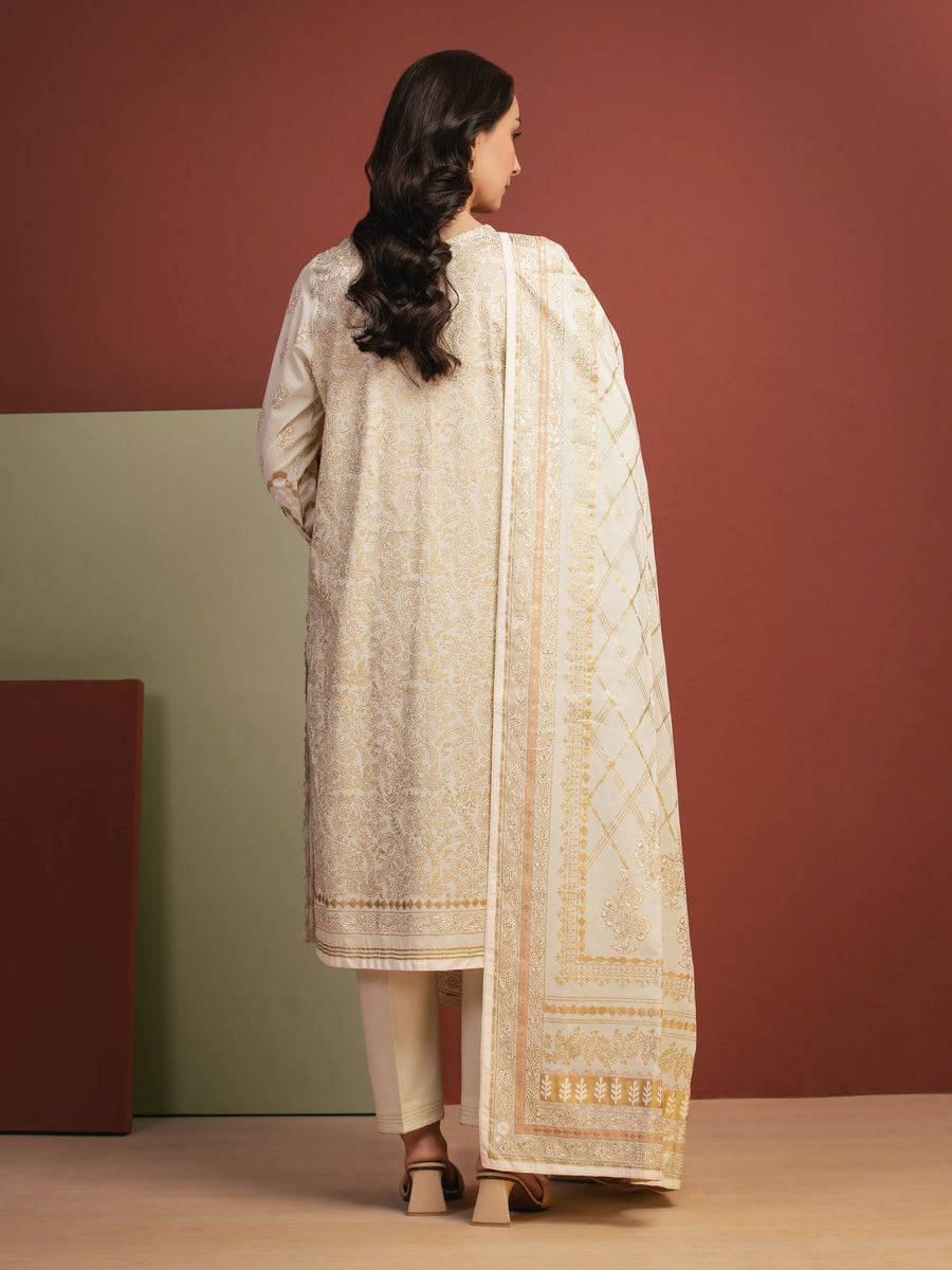 edenrobe Merak Block Art Printed Cambric Unstitched 3Pc Suit EWU5M1-036