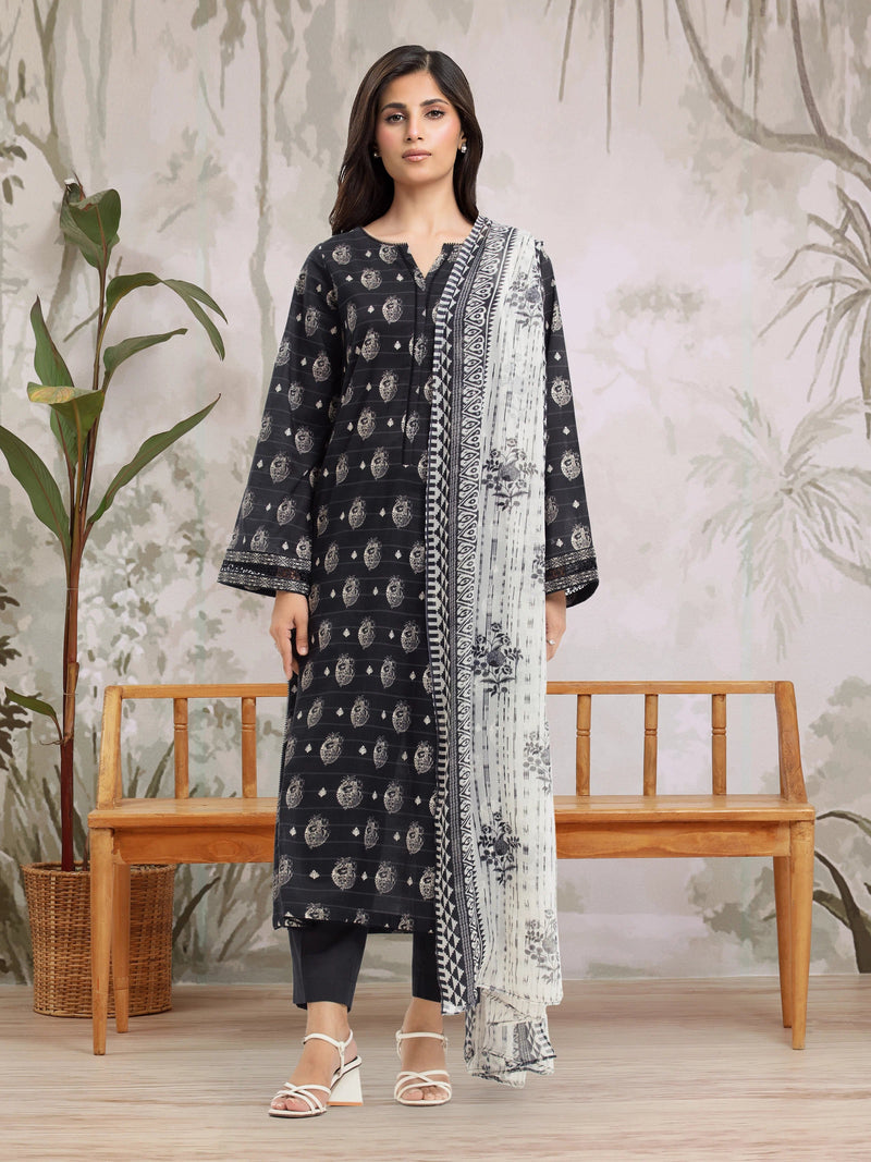 edenrobe Merak Unstitched Printed Khaddar 3Pc Suit EWU5M2-199