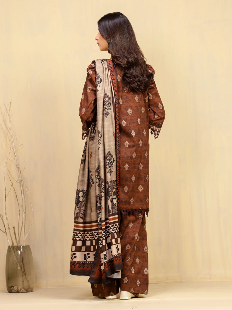 edenrobe Allure Unstitched Printed Khaddar 3Pc Suit EWU5M3-001