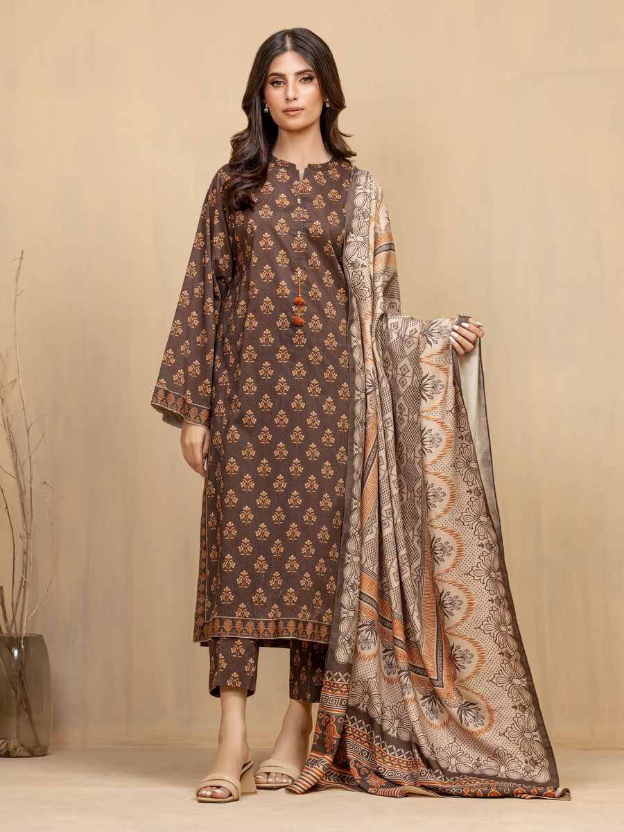 edenrobe Allure Unstitched Printed Khaddar 3Pc Suit EWU5M3-003