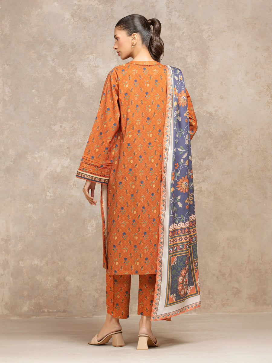 edenrobe Allure Unstitched Printed Khaddar 3Pc Suit EWU5M3-004