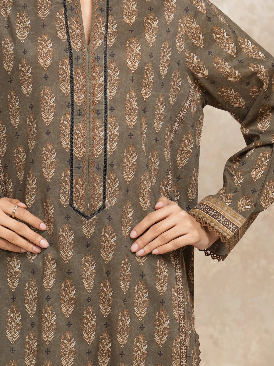 edenrobe Allure Unstitched Printed Khaddar 3Pc Suit EWU5M3-005