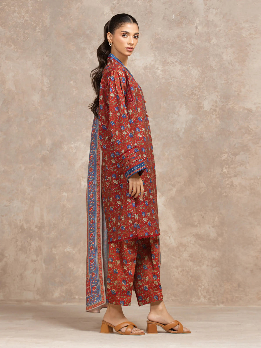 edenrobe Allure Unstitched Printed Khaddar 3Pc Suit EWU5M3-006