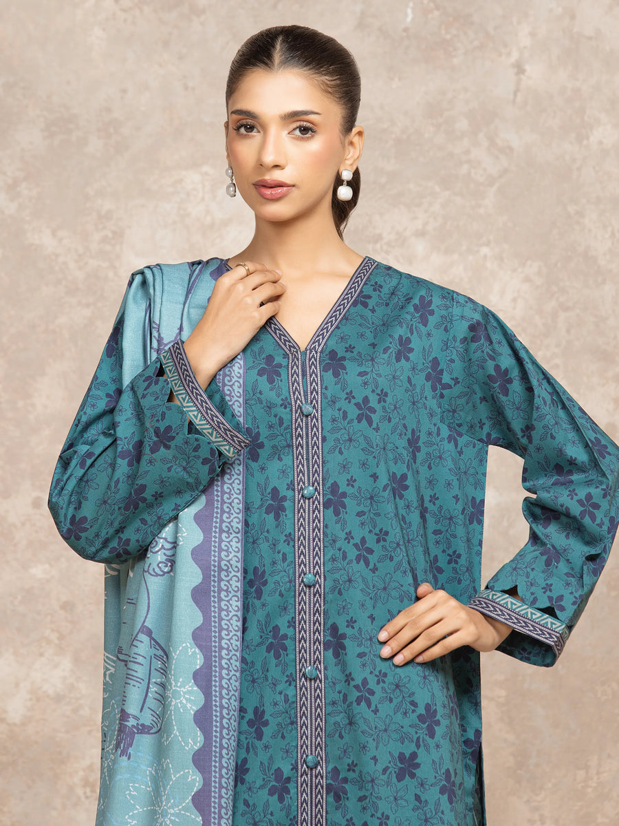 edenrobe Allure Unstitched Printed Khaddar 3Pc Suit EWU5M3-008