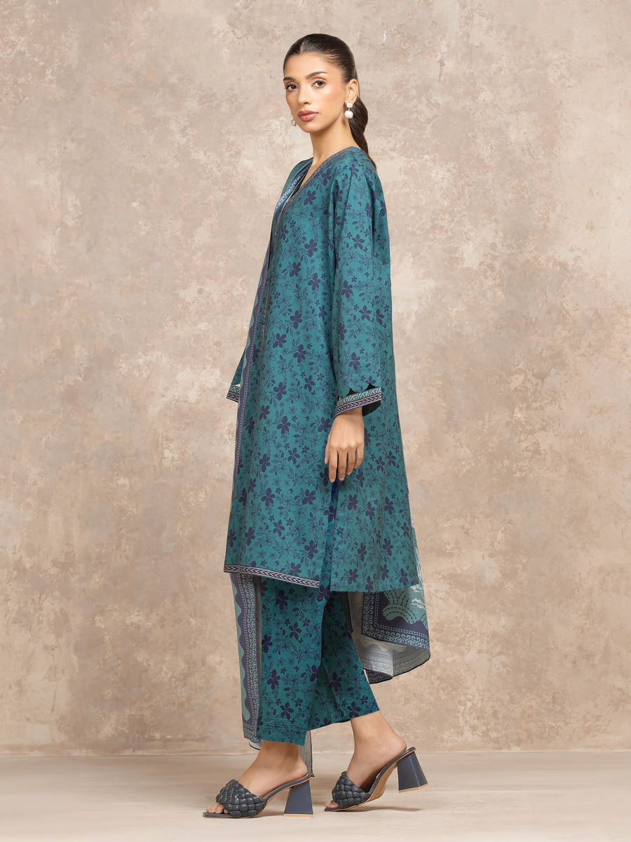 edenrobe Allure Unstitched Printed Khaddar 3Pc Suit EWU5M3-008