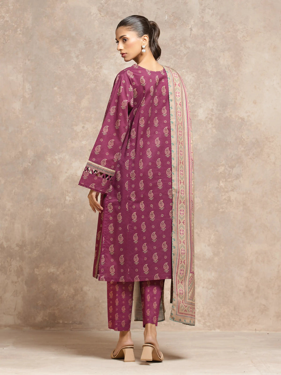 edenrobe Allure Unstitched Printed Khaddar 3Pc Suit EWU5M3-010