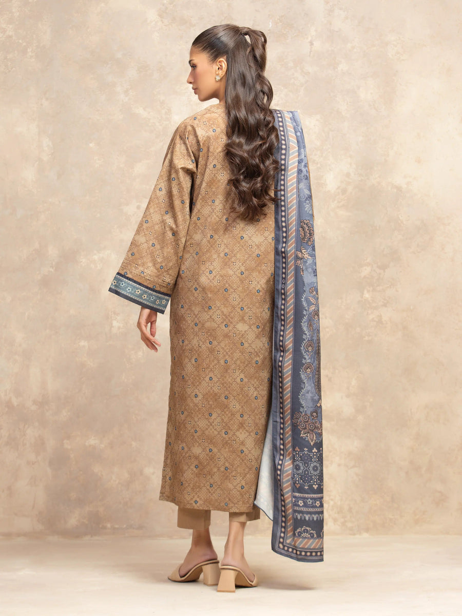 edenrobe Allure Unstitched Printed Khaddar 3Pc Suit EWU5M3-011