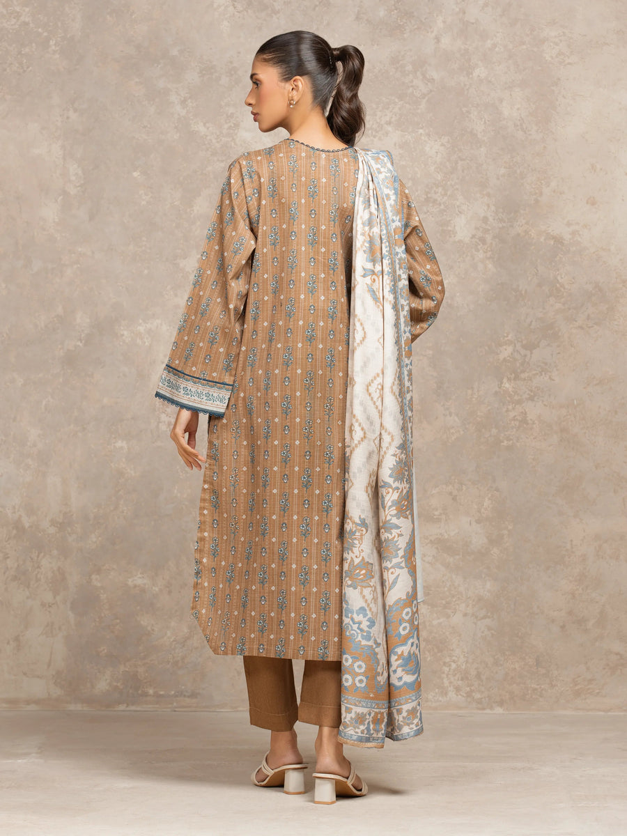 edenrobe Allure Unstitched Printed Khaddar 3Pc Suit EWU5M3-012