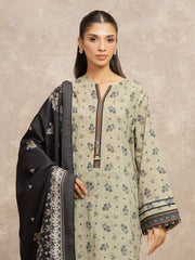 edenrobe Allure Unstitched Printed Khaddar 3Pc Suit EWU5M3-013