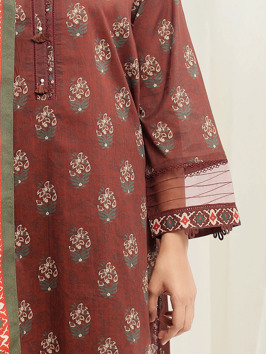 edenrobe Allure Unstitched Printed Khaddar 3Pc Suit EWU5M3-017