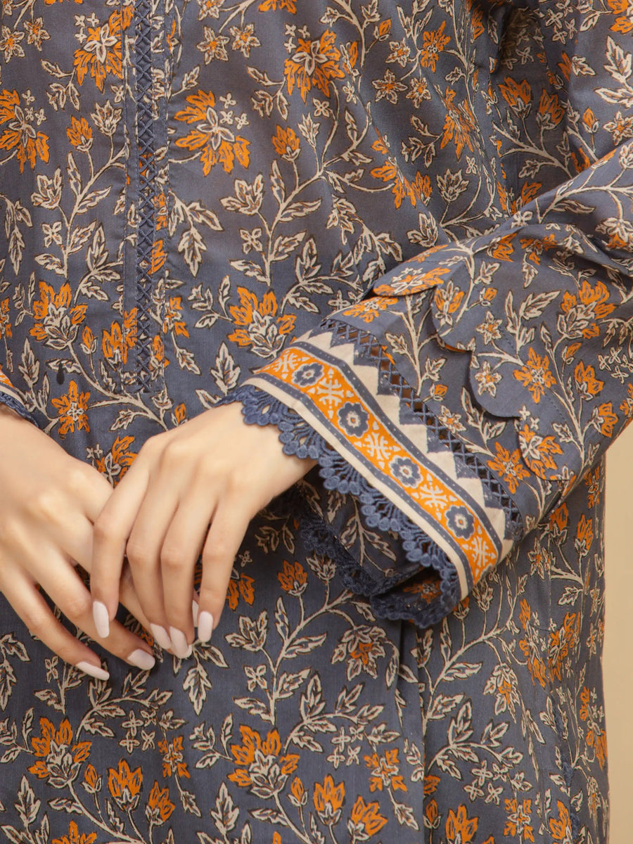edenrobe Allure Unstitched Printed Khaddar 3Pc Suit EWU5M3-019