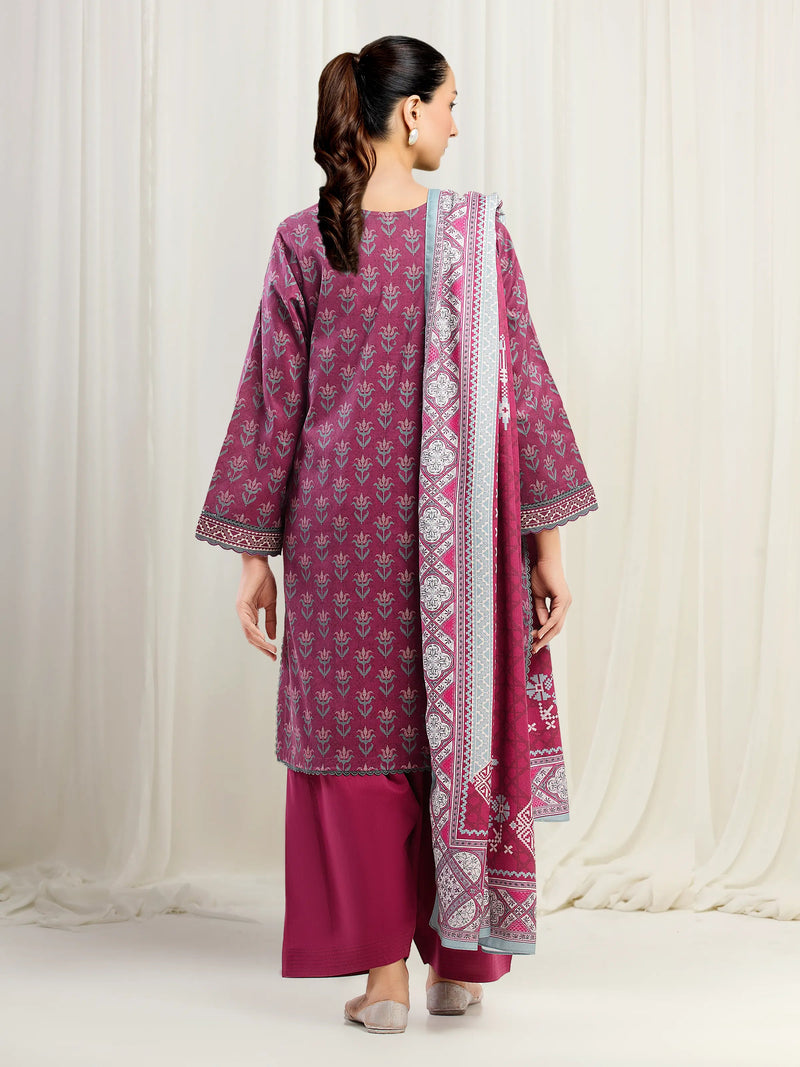 edenrobe Allure Unstitched Printed Khaddar 3Pc Suit EWU5M3-022