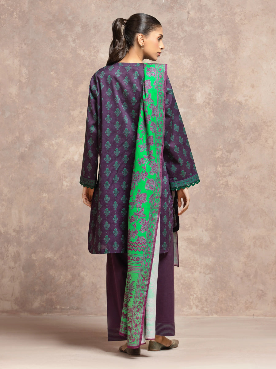 edenrobe Allure Unstitched Printed Khaddar 3Pc Suit EWU5M3-026