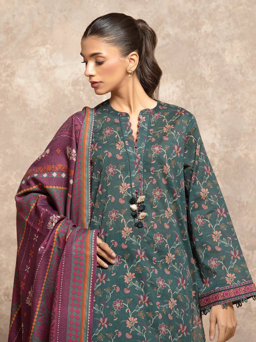 edenrobe Allure Unstitched Printed Khaddar 3Pc Suit EWU5M3-027