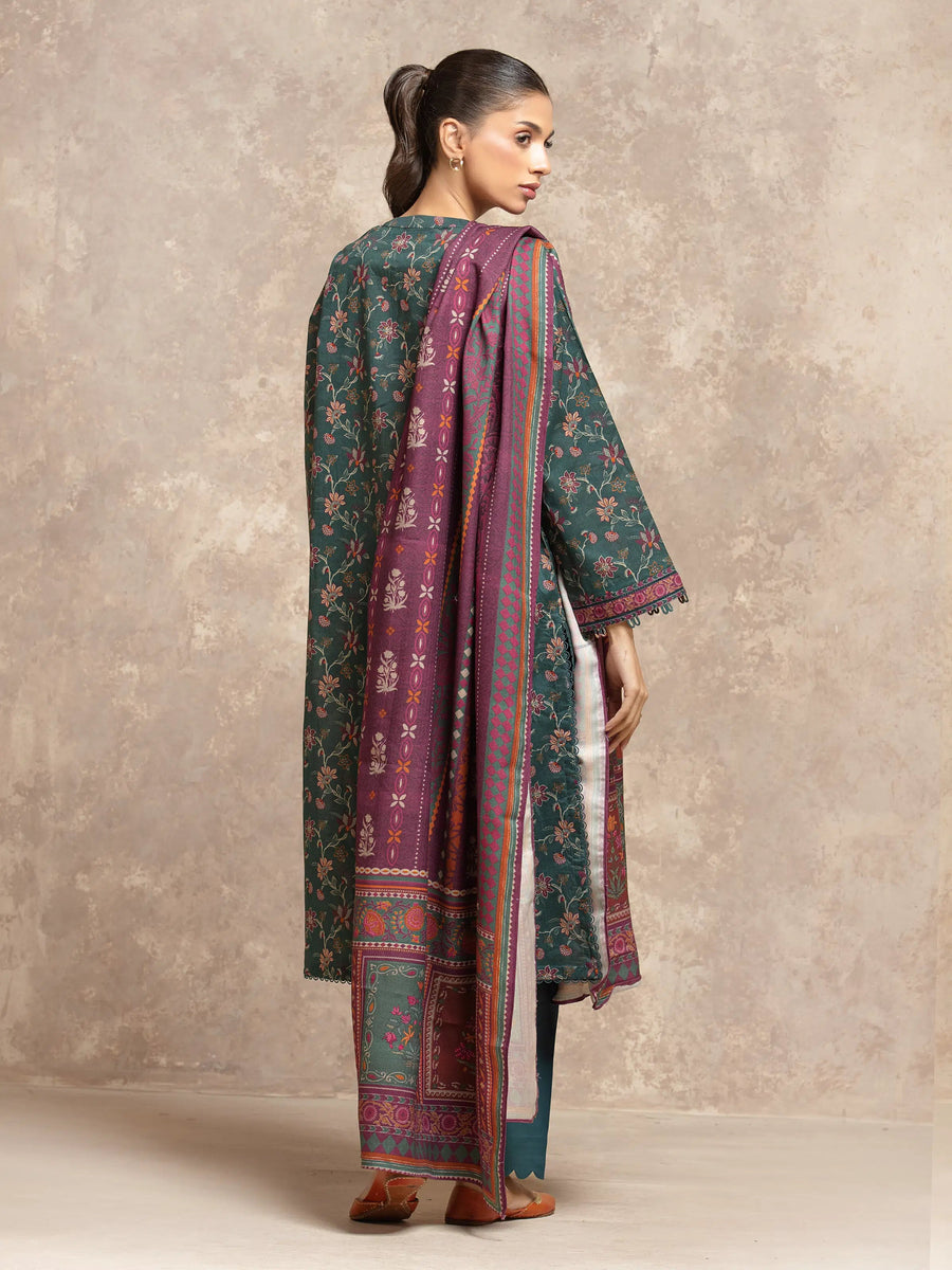 edenrobe Allure Unstitched Printed Khaddar 3Pc Suit EWU5M3-027