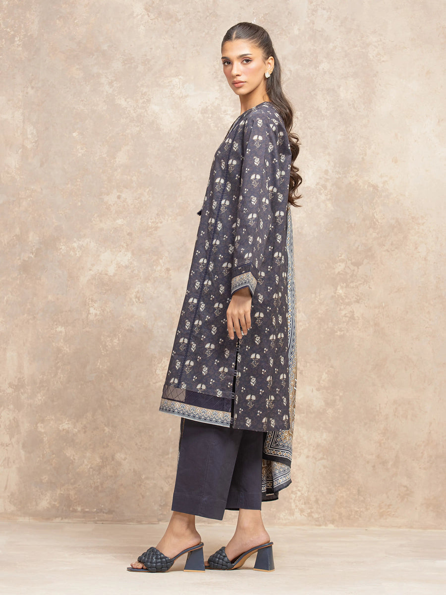 edenrobe Allure Unstitched Printed Khaddar 3Pc Suit EWU5M3-028
