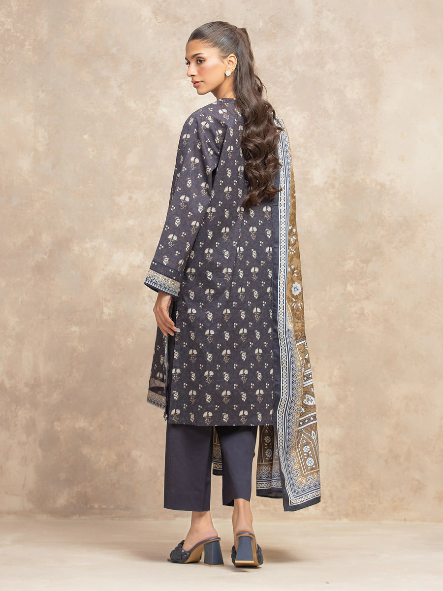 edenrobe Allure Unstitched Printed Khaddar 3Pc Suit EWU5M3-028