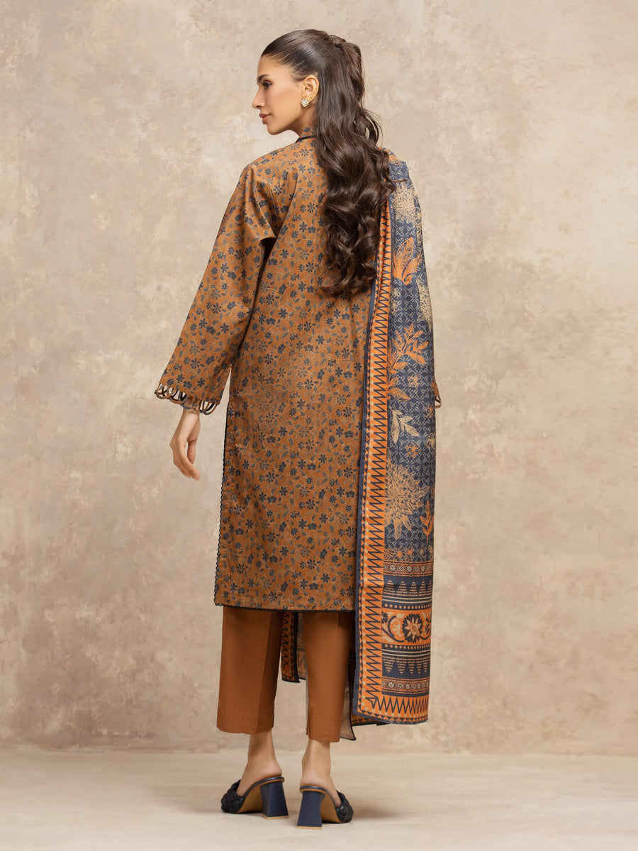 edenrobe Allure Unstitched Printed Khaddar 3Pc Suit EWU5M3-029