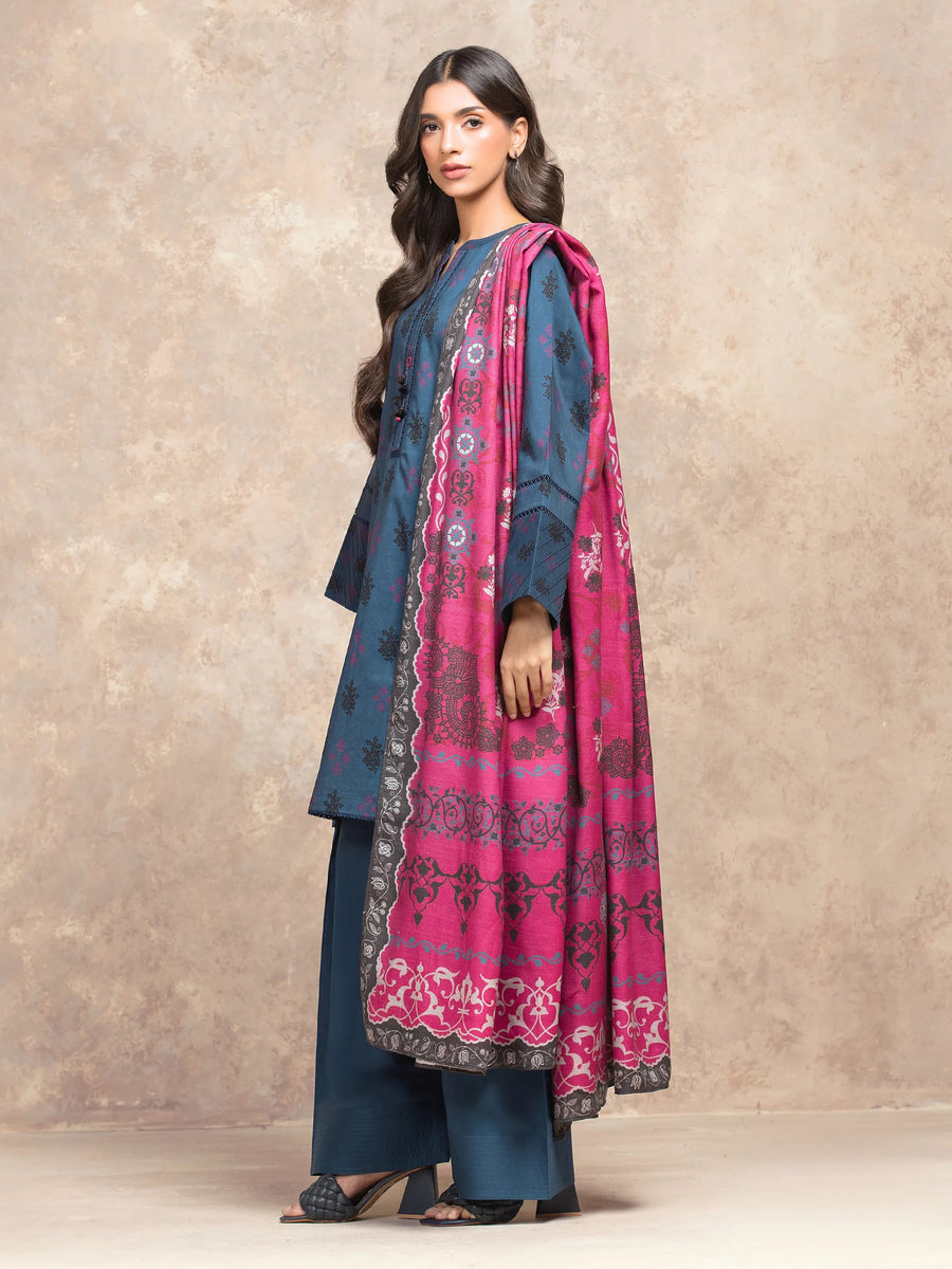 edenrobe Allure Unstitched Printed Khaddar 3Pc Suit EWU5M3-031