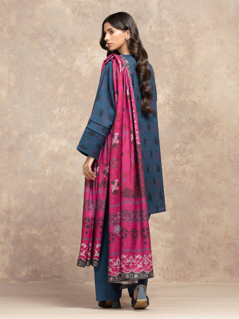 edenrobe Allure Unstitched Printed Khaddar 3Pc Suit EWU5M3-031