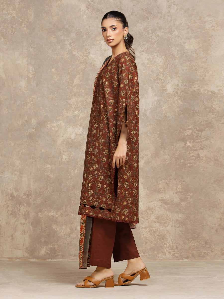 edenrobe Allure Unstitched Printed Khaddar 3Pc Suit EWU5M3-033
