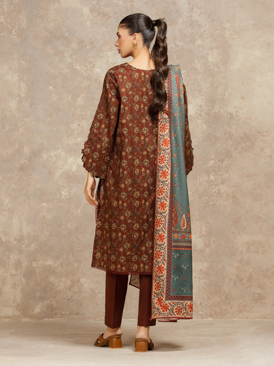 edenrobe Allure Unstitched Printed Khaddar 3Pc Suit EWU5M3-033