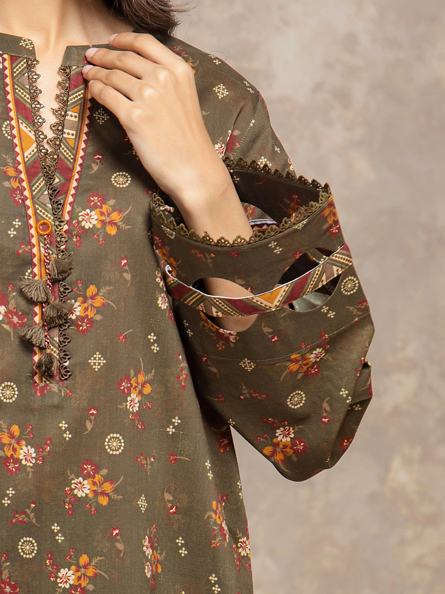 edenrobe Allure Unstitched Printed Khaddar 3Pc Suit EWU5M3-034
