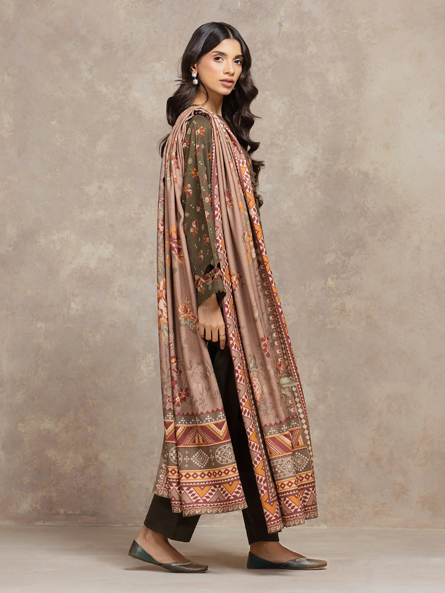 edenrobe Allure Unstitched Printed Khaddar 3Pc Suit EWU5M3-034
