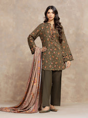 edenrobe Allure Unstitched Printed Khaddar 3Pc Suit EWU5M3-034