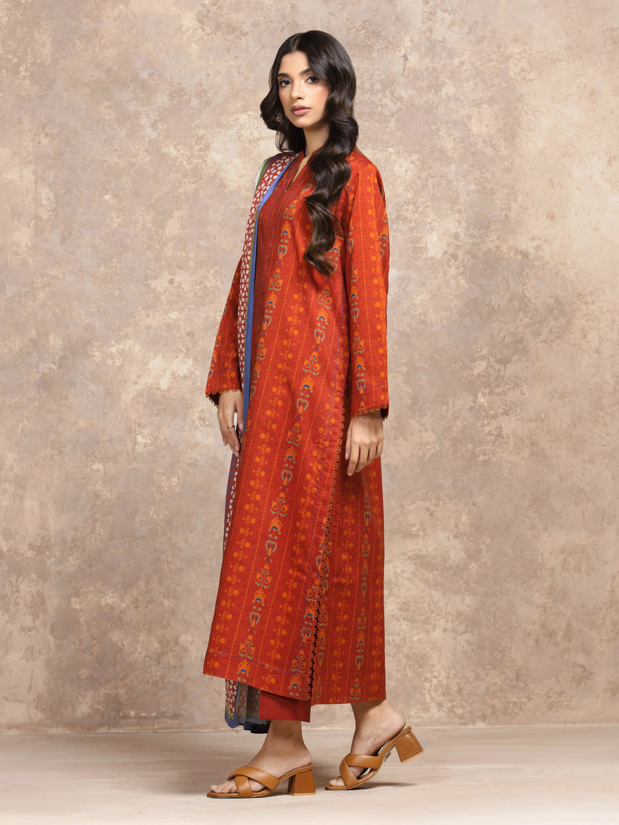 edenrobe Allure Unstitched Printed Khaddar 3Pc Suit EWU5M3-036