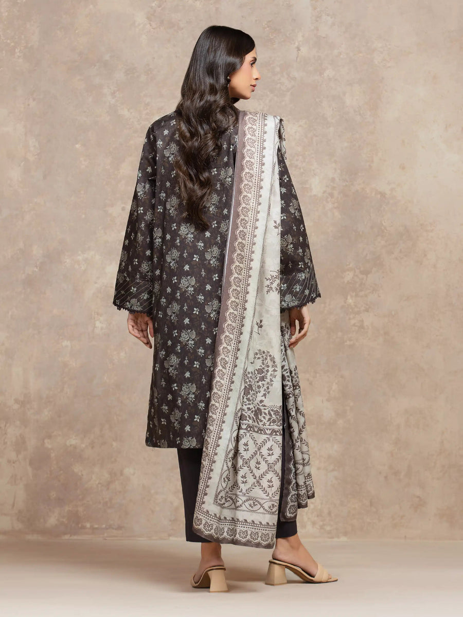 edenrobe Allure Unstitched Printed Khaddar 3Pc Suit EWU5M3-037