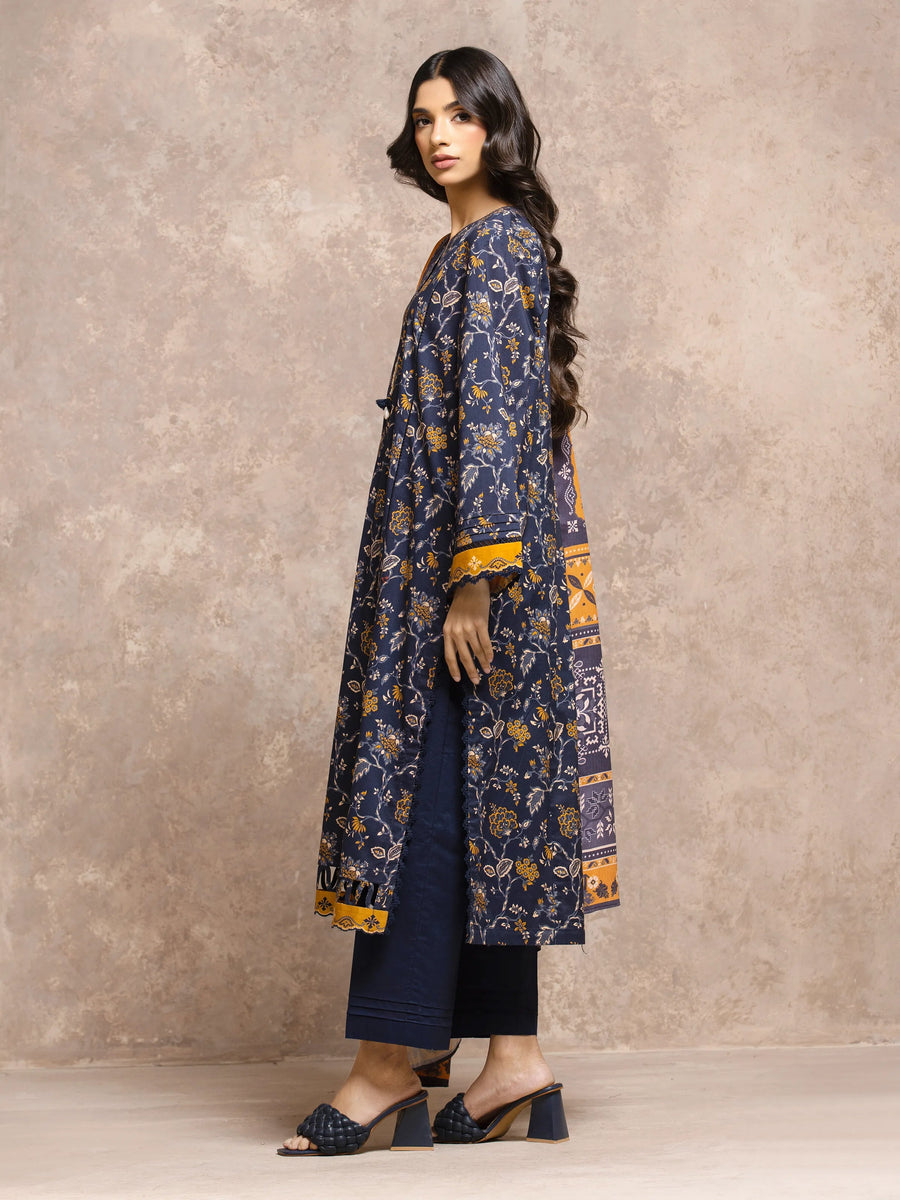 edenrobe Allure Unstitched Printed Khaddar 3Pc Suit EWU5M3-038