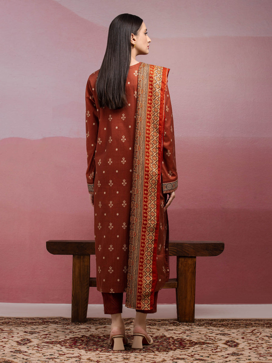 edenrobe Merak Unstitched Printed Khaddar 3Pc Suit EWU5M3-116