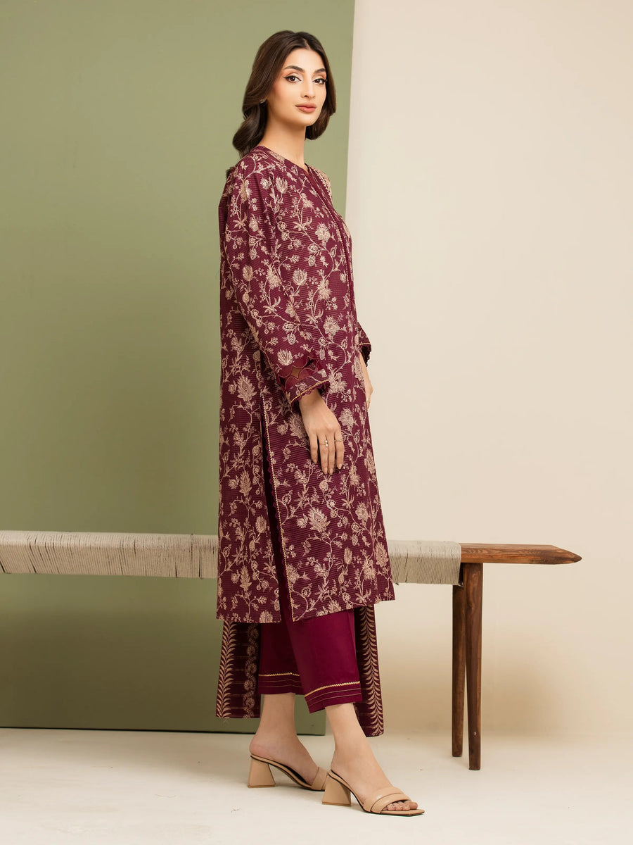 edenrobe Merak Unstitched Printed Zari Lawn 3Pc Suit EWU5M6-003
