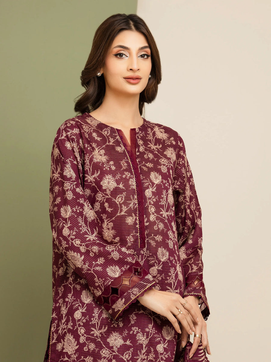edenrobe Merak Unstitched Printed Zari Lawn 3Pc Suit EWU5M6-003